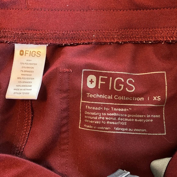 Figs Livingston Basic Scrub Pants in Burgundy - Picture 4 of 6